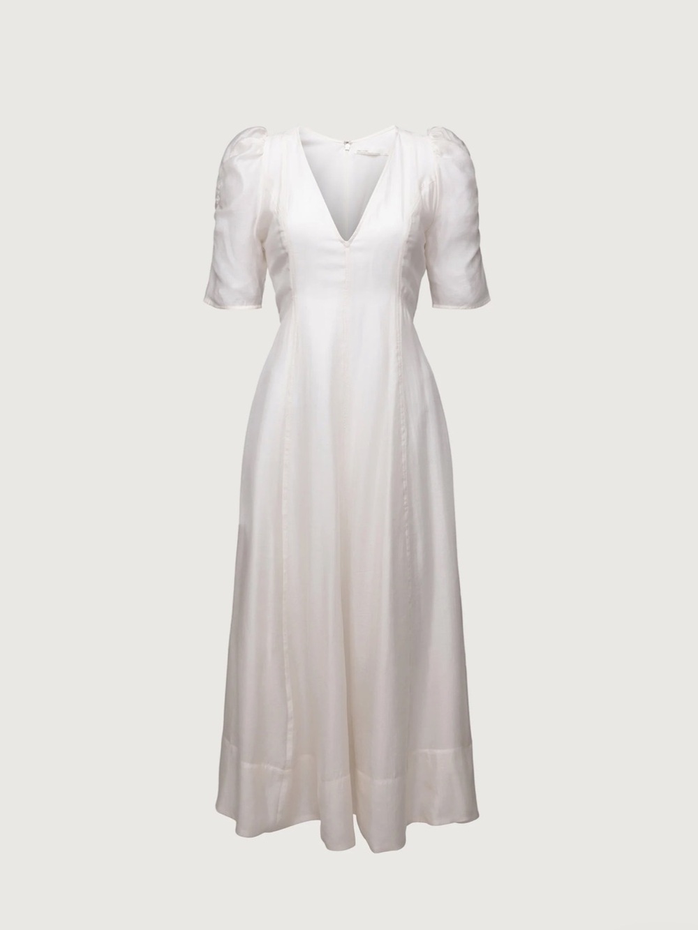 OAK + FORT V-NECK PUFF SLEEVE MAXI DRESS